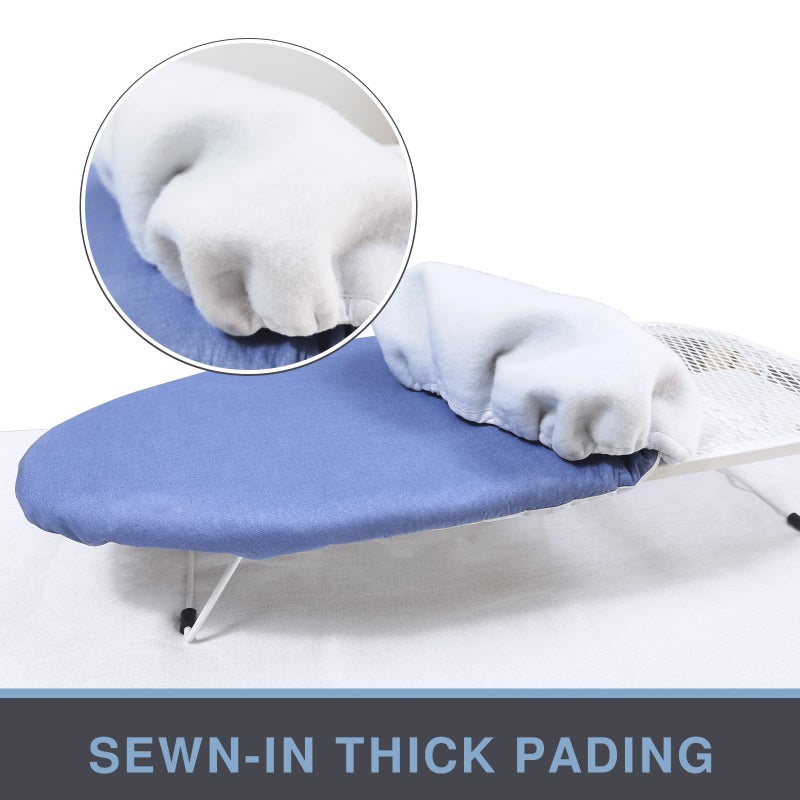 VividPaw Small Ironing Board Cover and Pad 12.5 x 30  Elastic Edge  Silicone Coated  Resist Scorching  Heavy Duty Padded Cover for Mini Table Top Iron Board (Silicone Coating-Blue  12"" x 30"") - Image 4